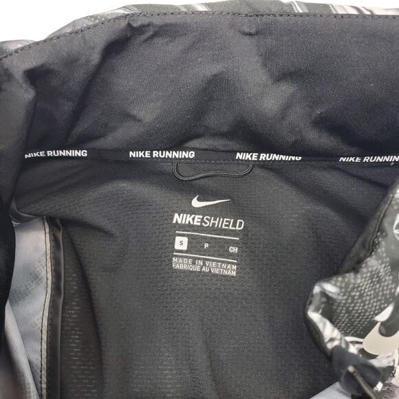 NIKE Jacket Womens Small Black SHIELD FLASH REFLECTIVE Windbreaker Geometric - Picture 3 of 9